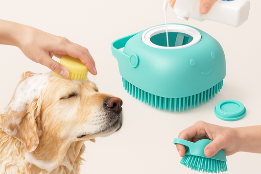 Furbrush - Soft Silicone Massage Brush with Integrated Shampoo Dispenser