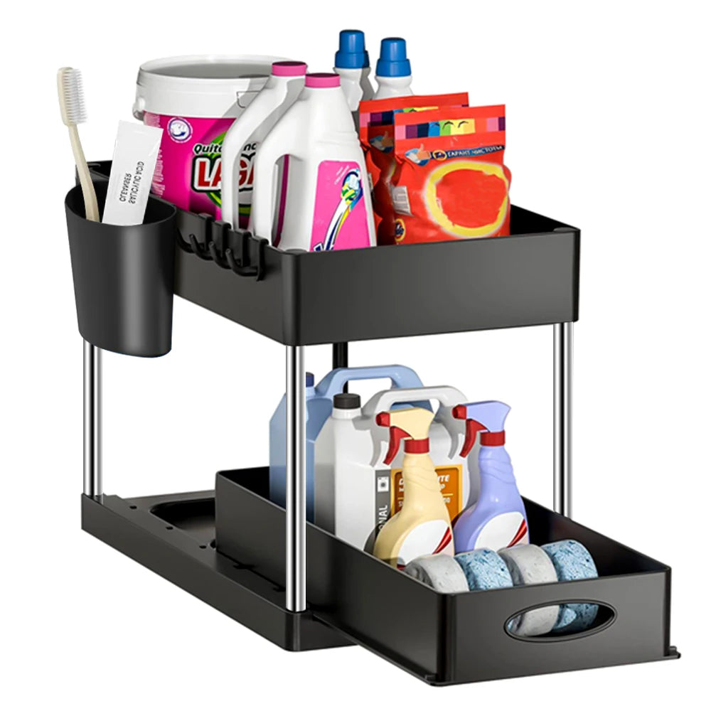 SlideTidy DuoRack - with 2-level shelving