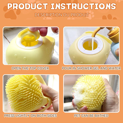 Furbrush - Soft Silicone Massage Brush with Integrated Shampoo Dispenser
