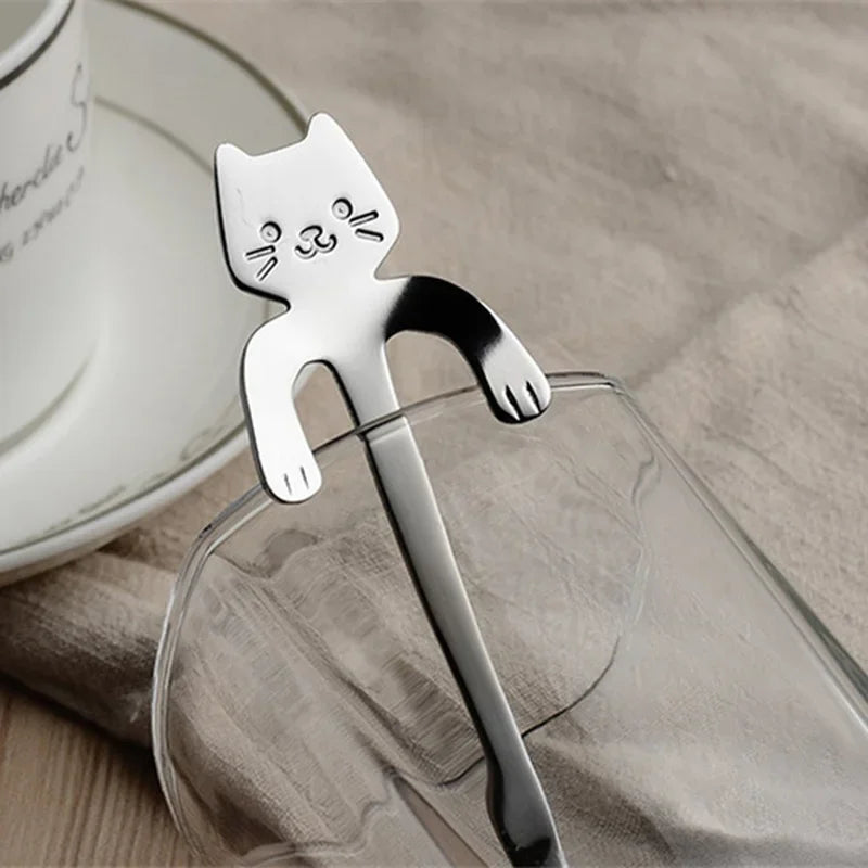 Catnip Scoop – Stylish stainless steel cat-shaped teaspoon