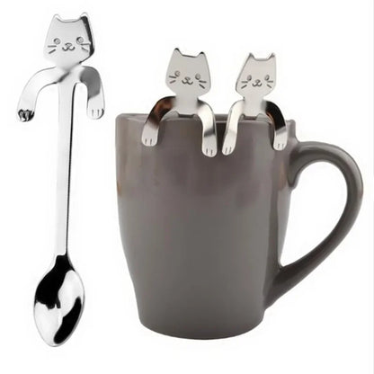 Catnip Scoop – Stylish stainless steel cat-shaped teaspoon