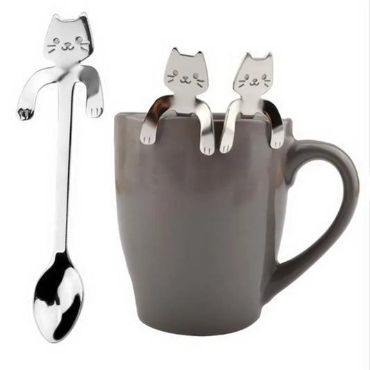 Catnip Scoop – Stylish stainless steel cat-shaped teaspoon